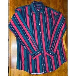 Ralph Lauren Men's Classic Fit Striped Button Down Shirt Polo Pony Navy Red M